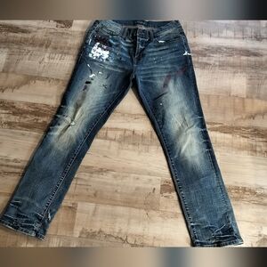 Aeropostale Blue Distressed Straight Leg Jeans